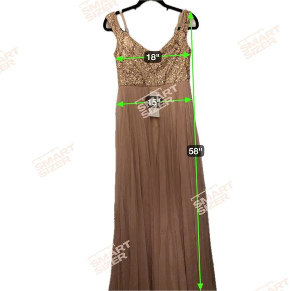 Champagne Colored Sequin Prom/Wedding Dress Size Large - Picture 7 of 7